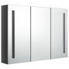 LED kopalniška omarica z ogledalom 89x14x62 cm sijoče siva