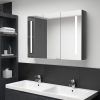 LED kopalniška omarica z ogledalom 89x14x62 cm sijoče siva