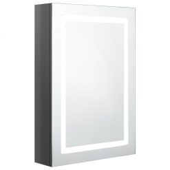 LED kopalniška omarica z ogledalom sijoče siva 50x13x70 cm