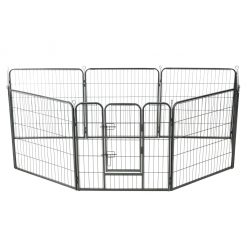 Ograda za pse z 8 jeklenimi paneli 80x80 cm črne barve