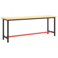 Okvir za delovno mizo mat črn in mat rdeč 210x50x79 cm kovinski