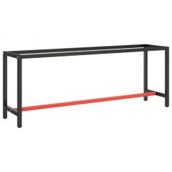 Okvir za delovno mizo mat črn in mat rdeč 210x50x79 cm kovinski