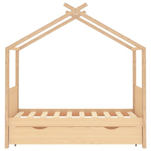 Otroški posteljni okvir s predalom trdna borovina 80x160 cm