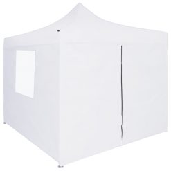 Profesionalen zložljiv vrtni šotor s 4 stranicami 3x3 m bel