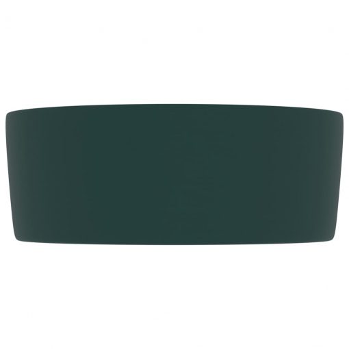 Razkošen umivalnik okrogel mat temno zelen 40x15 cm keramičen