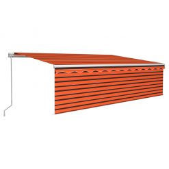 Ročno zložljiva tenda s senčilom 5x3 m oranžna in rjava