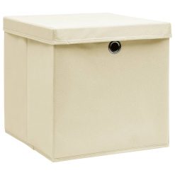 Škatle s pokrovi 10 kosov 28x28x28 cm krem