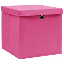 Škatle s pokrovi 4 kosi 28x28x28 cm roza