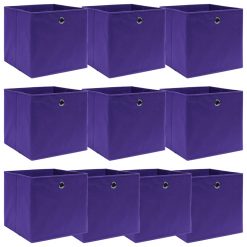 Škatle za shranjevanje 10 kosov vijolične 32x32x32 cm blago