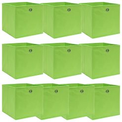 Škatle za shranjevanje 10 kosov zelene 32x32x32 cm blago