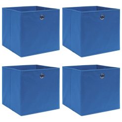 Škatle za shranjevanje 4 kosi modre 32x32x32 cm blago