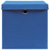 Škatle za shranjevanje s pokrovi 4 kosi modre 32x32x32 cm blago