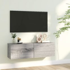 Stenska TV omarica siva sonoma 100x30x30 cm konstruiran les