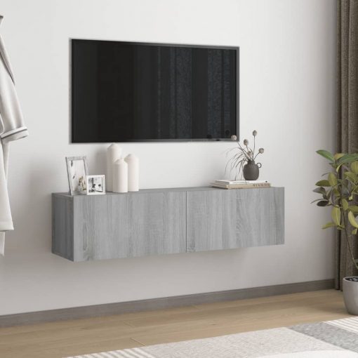 Stenska TV omarica siva sonoma 120x30x30 cm konstruiran les