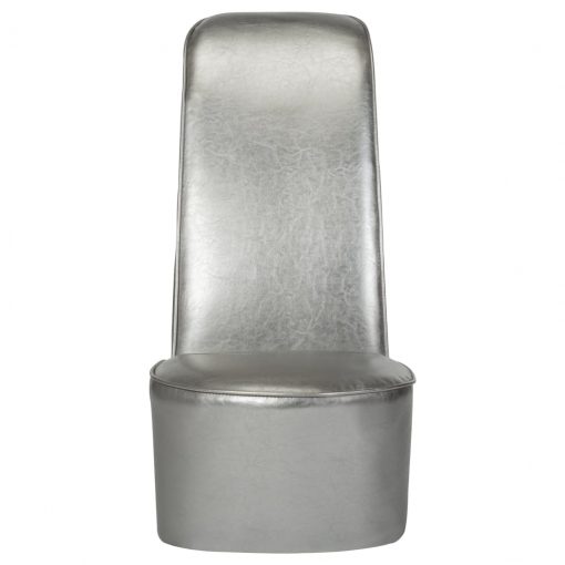 Stol v obliki visoke pete srebrno umetno usnje