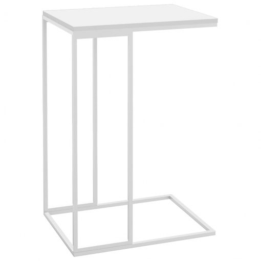 Stranska mizica bela 40x30x59 cm iverna plošča