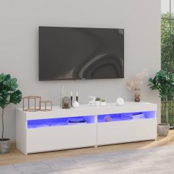 TV omarica 2 kosa z LED lučkami bela 75x35x40 cm