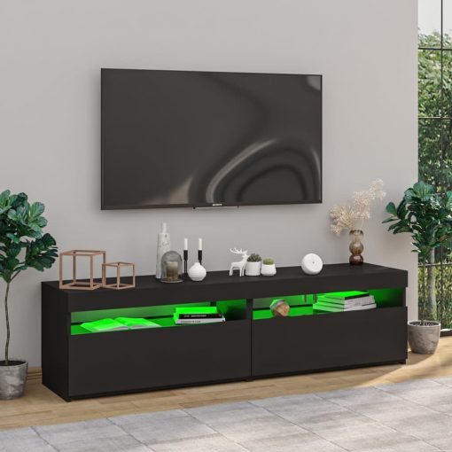 TV omarica 2 kosa z LED lučkami črna 75x35x40 cm