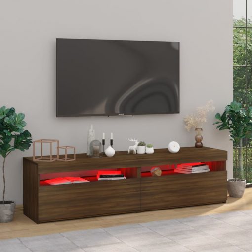 TV omarica z LED lučkami 2 kosa rjavi hrast 75x35x40 cm