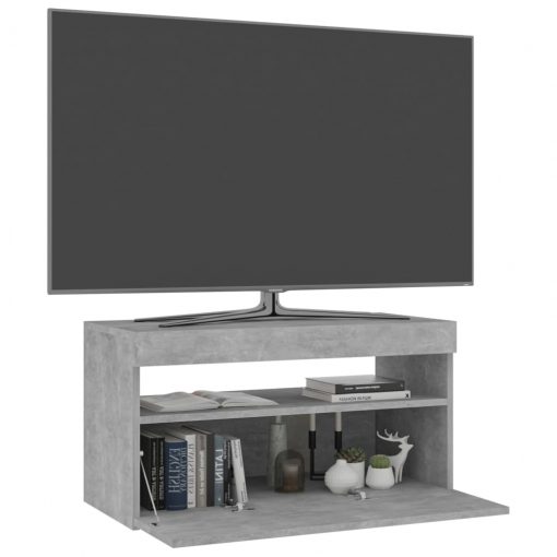 TV omarica z LED lučkami betonsko siva 75x35x40 cm