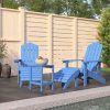Vrtna stola Adirondack s stolčkom za noge in mizico HDPE modra