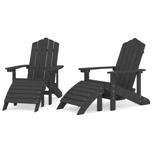 Vrtni stoli Adirondack 2 kosa s stolčki za noge HDPE antracitni