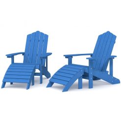 Vrtni stoli Adirondack 2 kosa s stolčki za noge HDPE aqua modri