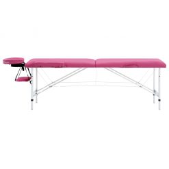 Zložljiva masažna miza 2-conska aluminij roza