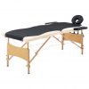 Zložljiva masažna miza 2-conska les črna in bež