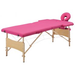 Zložljiva masažna miza 2-conska les roza