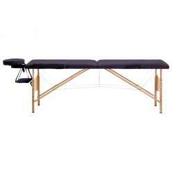 Zložljiva masažna miza 2-conska les vijolična