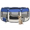 Zložljiva pasja ograjica s torbo modra 145x145x61 cm