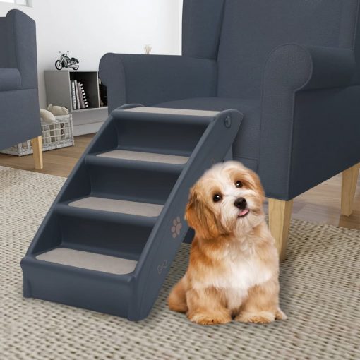 Zložljive stopnice za pse 4-delne temno sive
