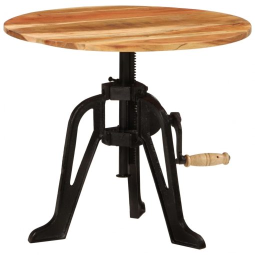 Stranska mizica 60x(42-62) cm trden akacijev les in lito železo