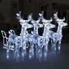 Božični jeleni s sanmi 240 LED lučk iz akrila