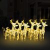 Božični jeleni s sanmi 320 LED lučk iz akrila
