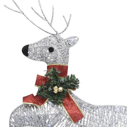 Božični severni jeleni 2 kosa srebrni 40 LED akril