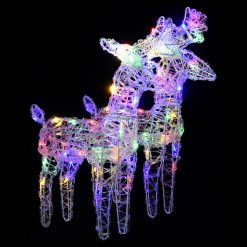 Božični severni jeleni 2 kosa večbarvni 80 LED akril