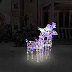 Božični severni jeleni 2 kosa večbarvni 80 LED akril