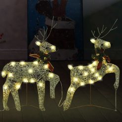 Božični severni jeleni 2 kosa zlati 40 LED akril