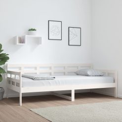 Dnevna postelja bela trdna borovina 90x200 cm