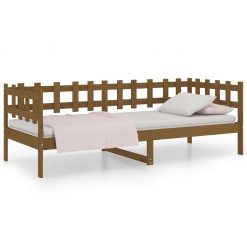 Dnevna postelja medeno rjava 90x200 cm trdna borovina
