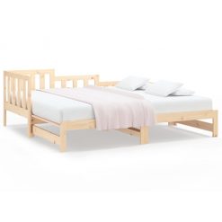 Izvlečna dnevna postelja 2x(80x200) cm trdna borovina