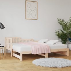 Izvlečna dnevna postelja 2x(90x190) cm trdna borovina