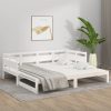 Izvlečna dnevna postelja bela trdna borovina 2x(80x200) cm