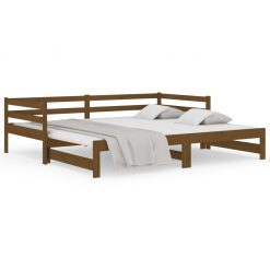Izvlečna dnevna postelja medeno rjava 2x(90x190) cm borovina
