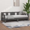 Izvlečna dnevna postelja siva trdna borovina 2x(90x190) cm