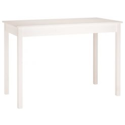 Jedilna miza bela 110x55x75 cm trdna borovina