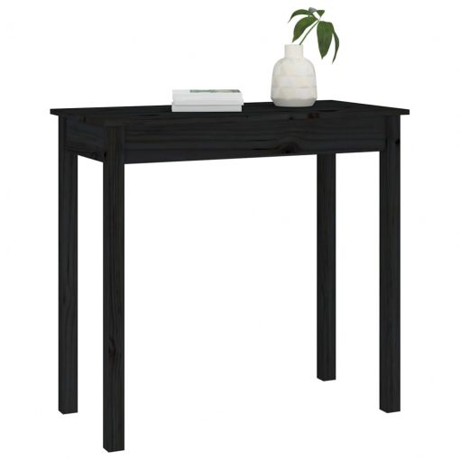 Konzolna mizica črna 80x40x75 cm trdna borovina