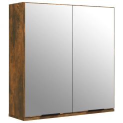 Kopalniška omarica z ogledalom dimljeni hrast 64x20x67 cm